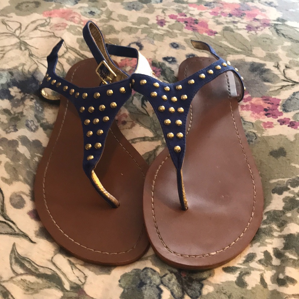 Royal blue studded Ralph Lauren sandals, size 9.5